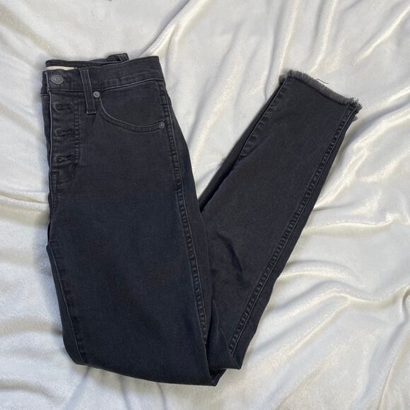 MADEWELL 10" High Rise Skinny Button Fly Black‎ Washed Jean 24 Extra Small - Picture 1 of 5